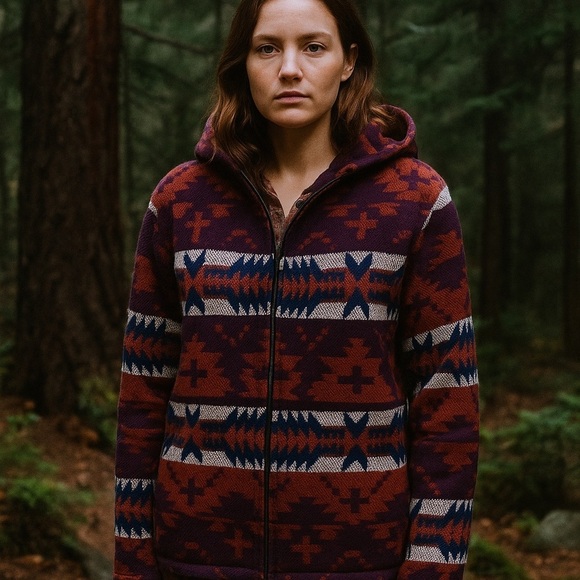 Vintage-Inspired Hooded Knit Jacket – Southwest Aztec Pattern (Medium) - Picture 1 of 10